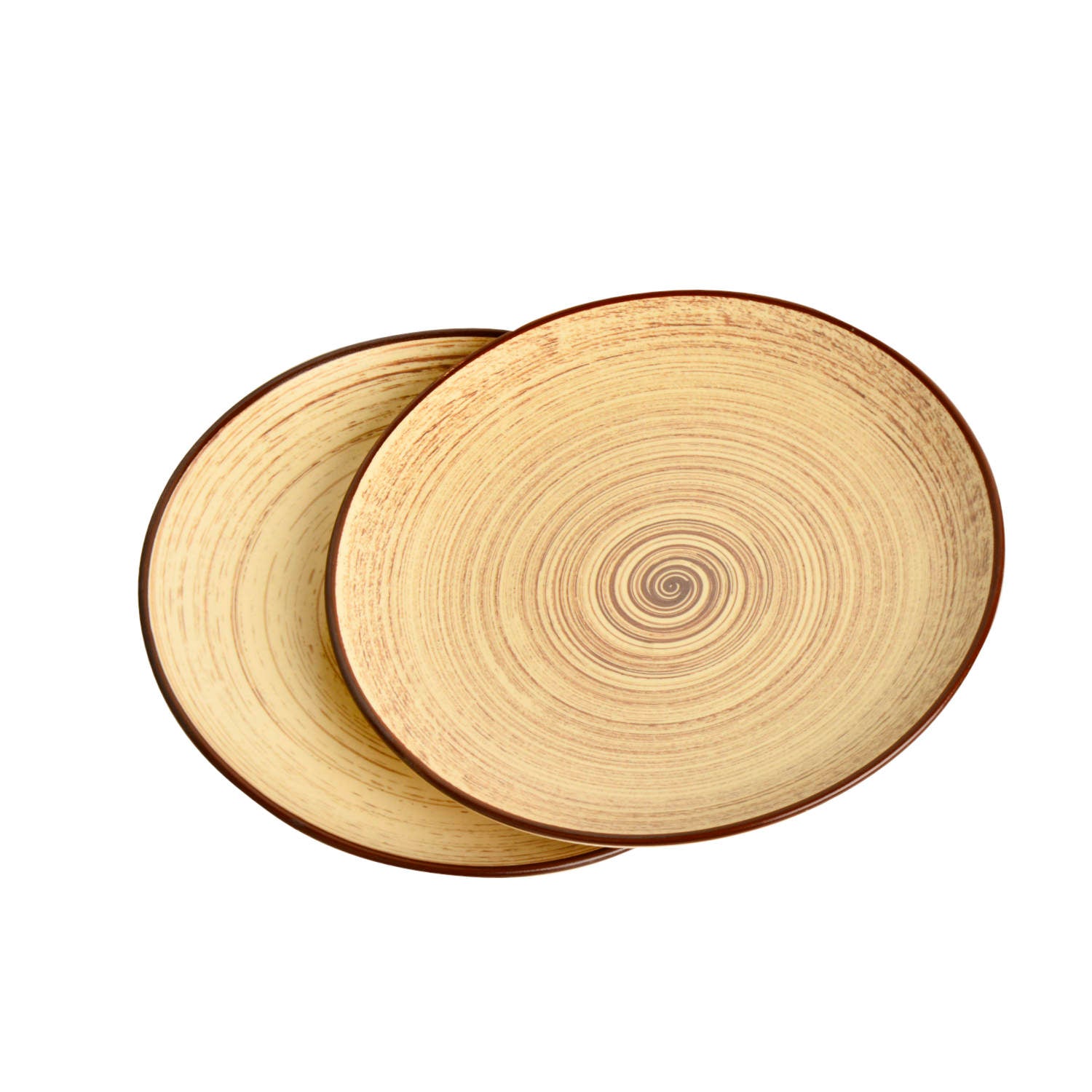 Hand Glazed Earthy Swirl Ceramic Quarter Plates (7 inches, Set of 2, Brown) - View 5