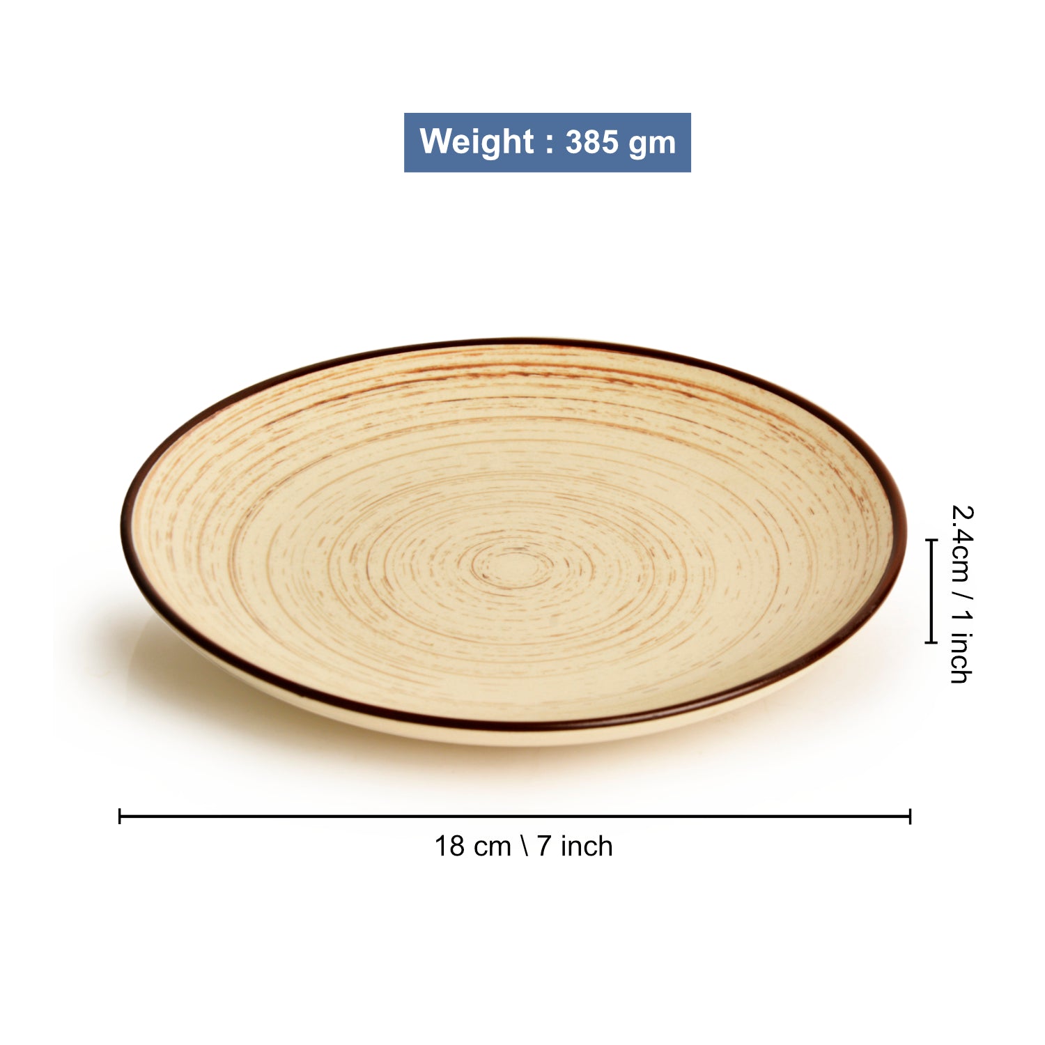 Hand Glazed Earthy Swirl Ceramic Quarter Plates (7 inches, Set of 2, Brown) - View 2