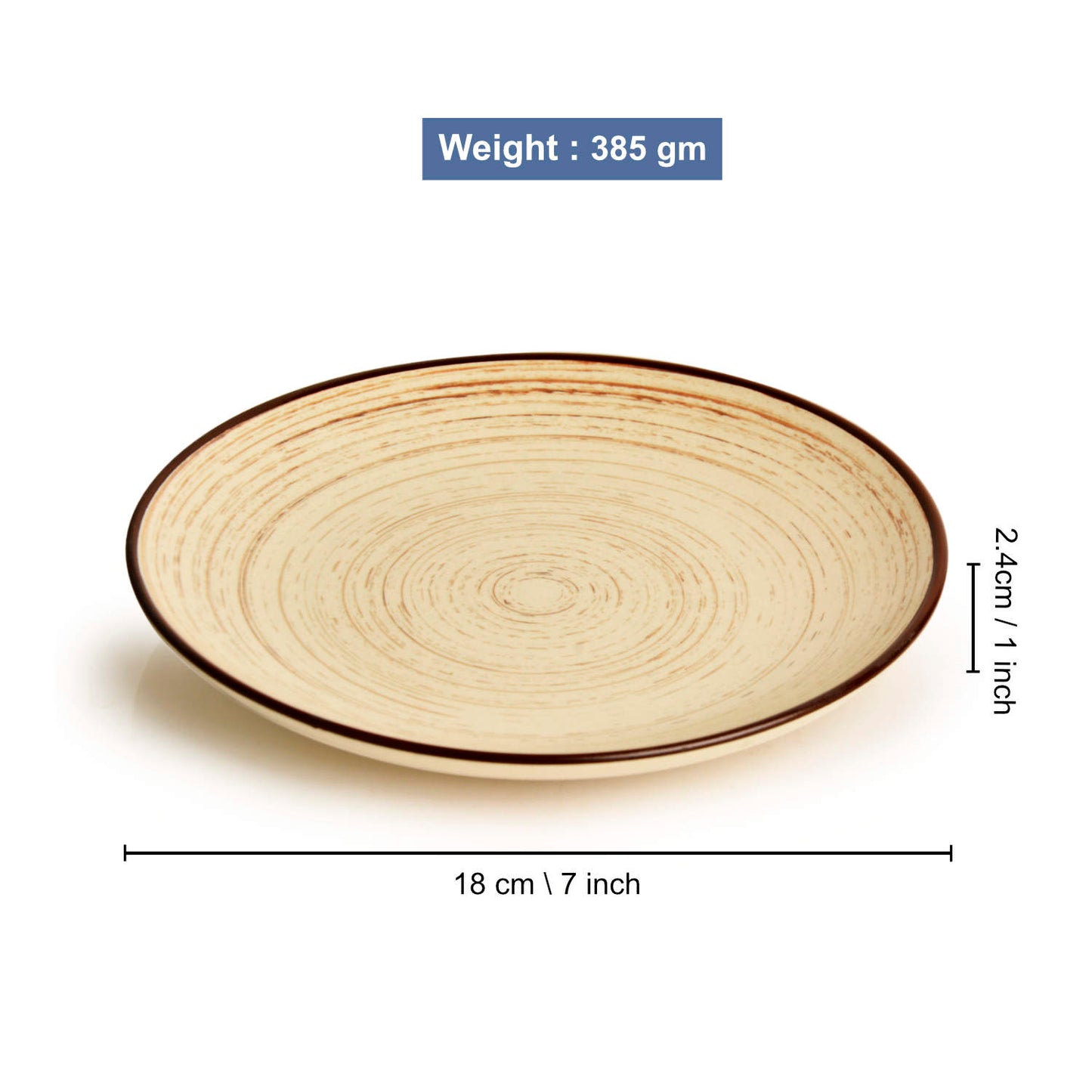 Hand Glazed Earthy Swirl Ceramic Quarter Plates (7 inches, Set of 4, Brown) - View 2