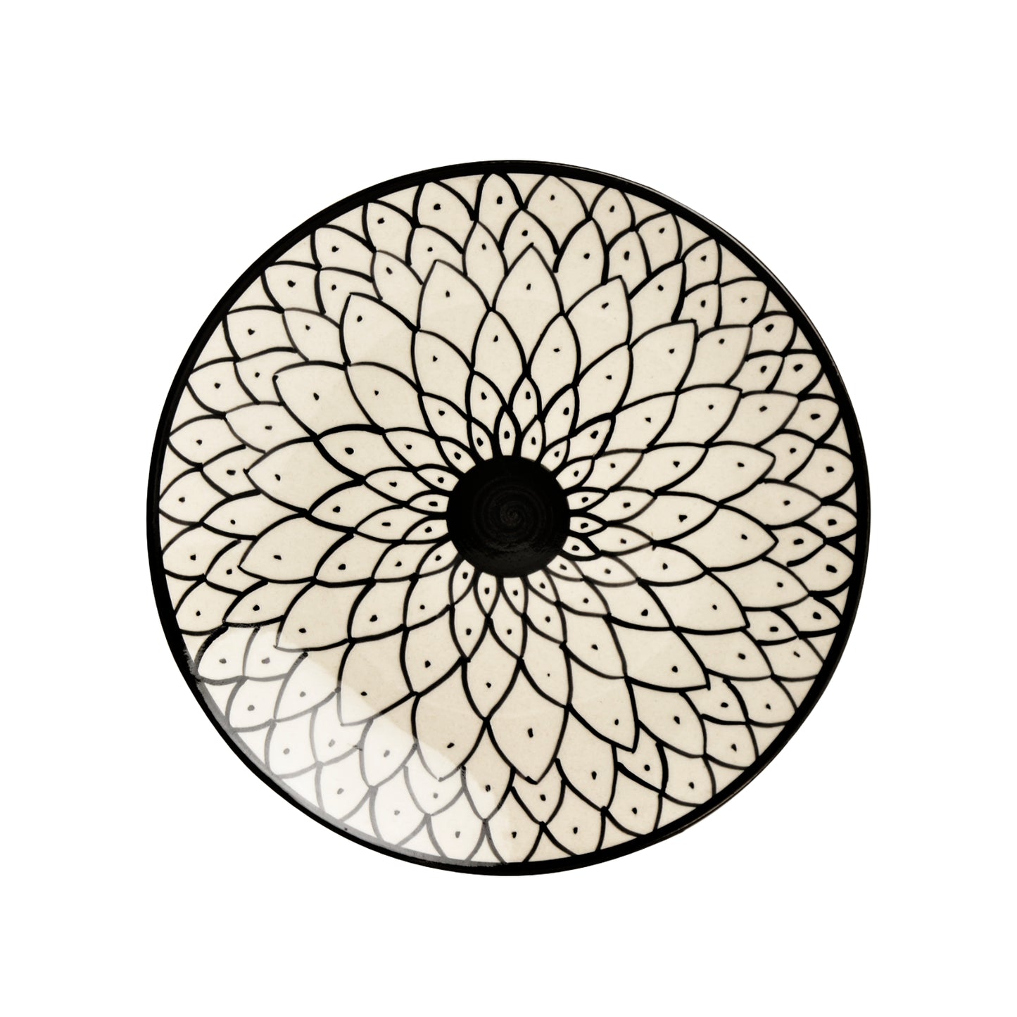 Hand Painted Black and White Spiral Ceramic Quarter Plates (7 inches, Set of 2) - View 2