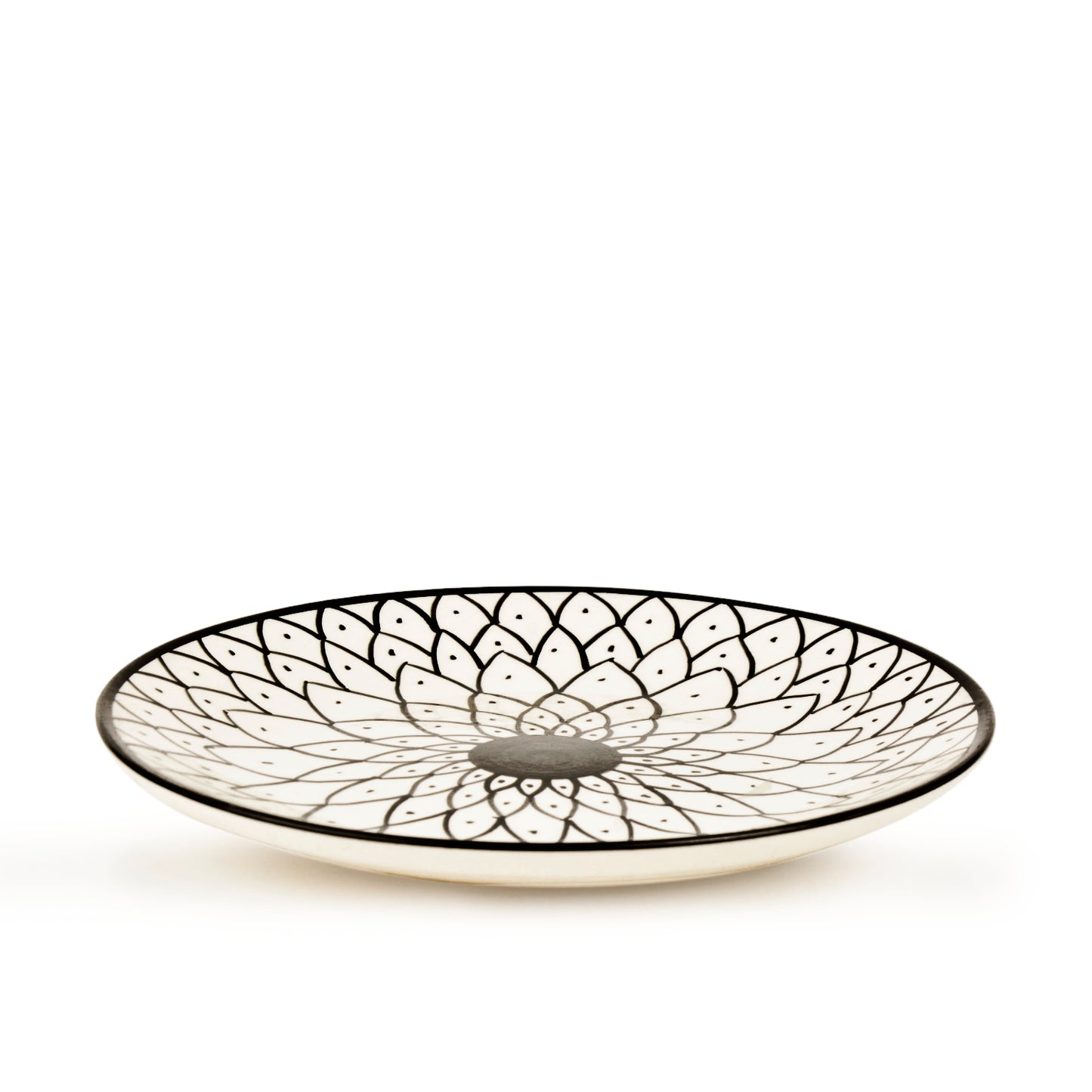 Hand Painted Black and White Spiral Ceramic Quarter Plates (7 inches, Set of 4) - View 3