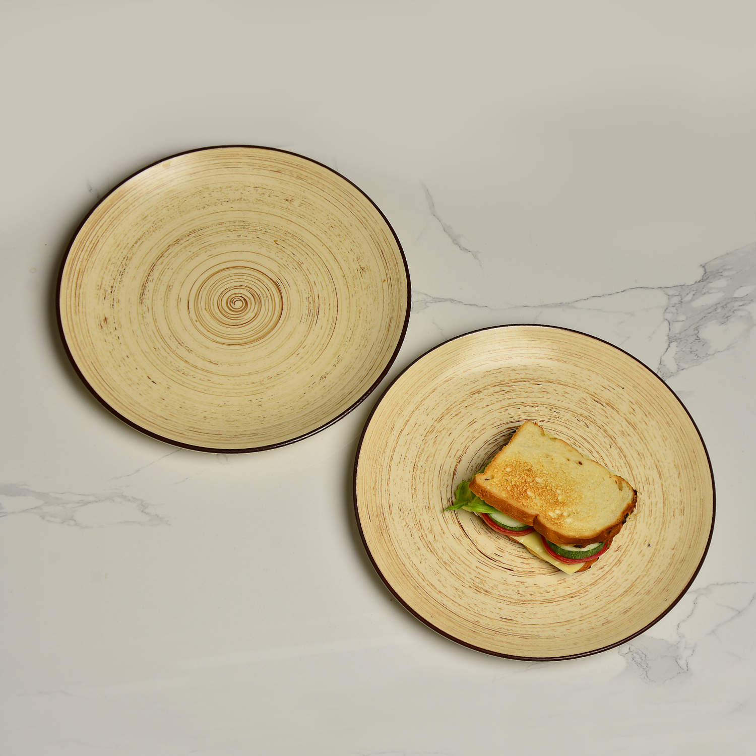 Hand Glazed Ceramic Earthy Swirl Dinner Plates (Brown, Set of 2, 10 inches)