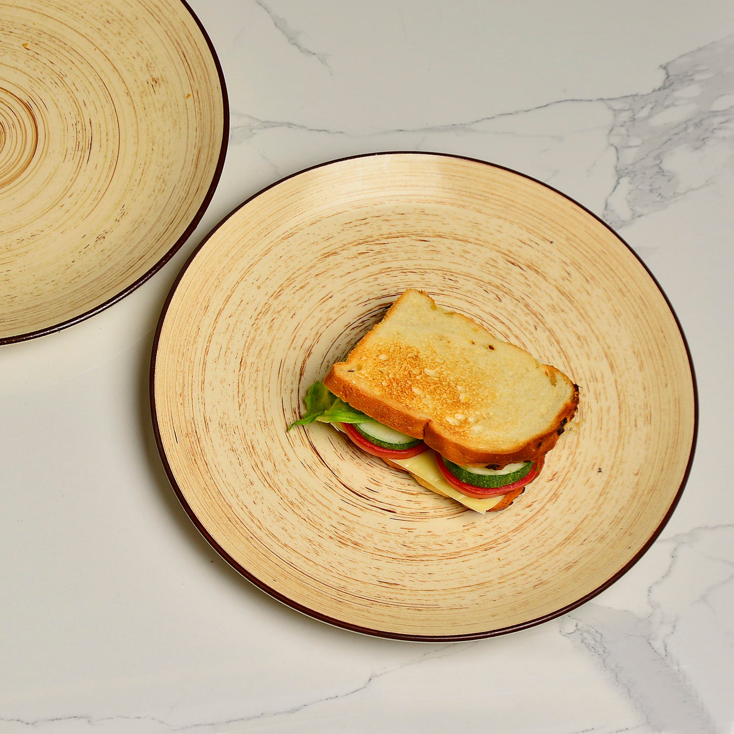 Hand Glazed Ceramic Earthy Swirl Dinner Plates (Brown, Set of 2, 10 inches) - View 3