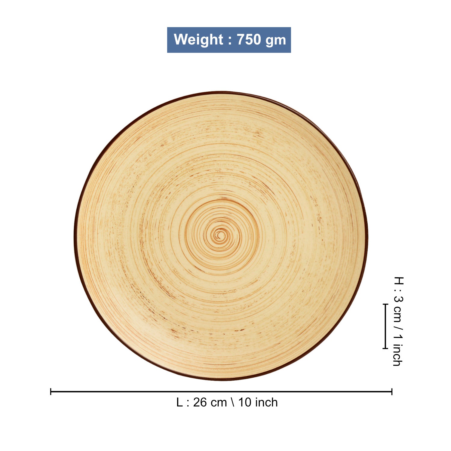 Hand Glazed Ceramic Earthy Swirl Dinner Plates (Brown, Set of 2, 10 inches) - View 2