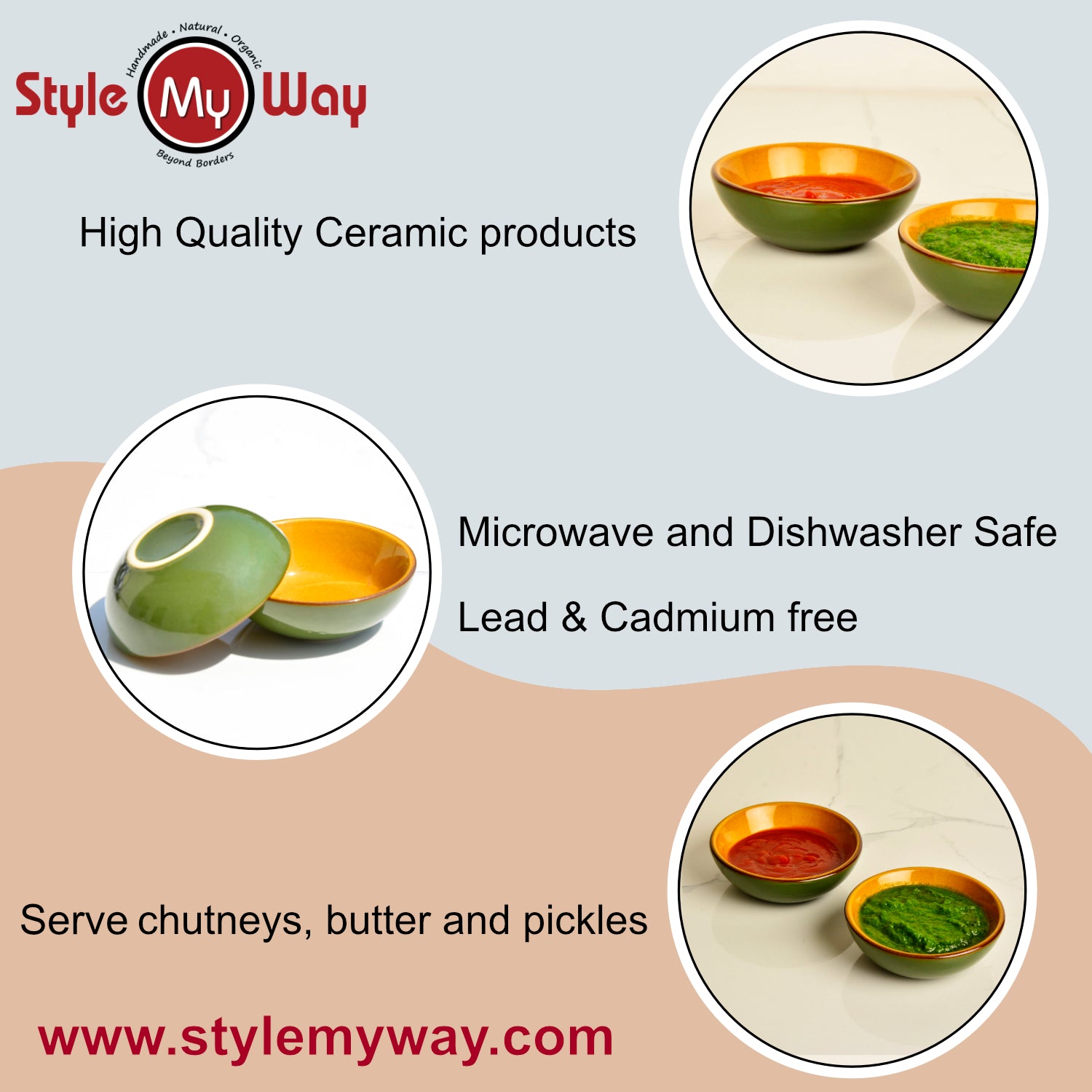 Studio Pottery Ceramic Chrome Green Round Shape Dip Bowls (Set of 2, 50 ml each) - View 7