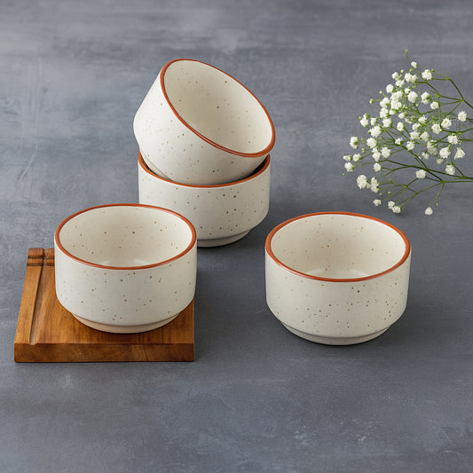 Ceramic Dip Bowls (50 ml , Off White , Set of 4)