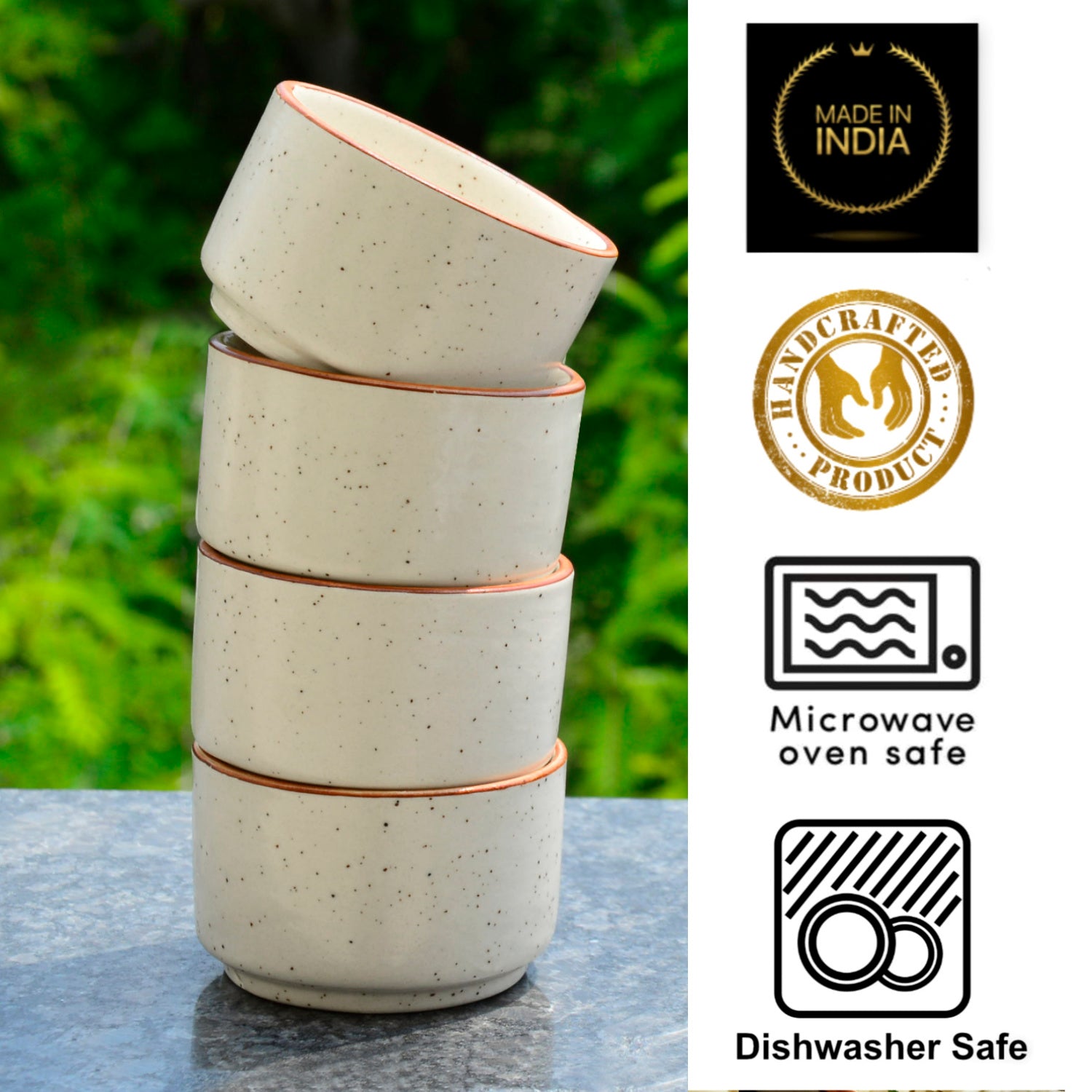 Ceramic Dip Bowls (50 ml , Off White , Set of 4) - View 4