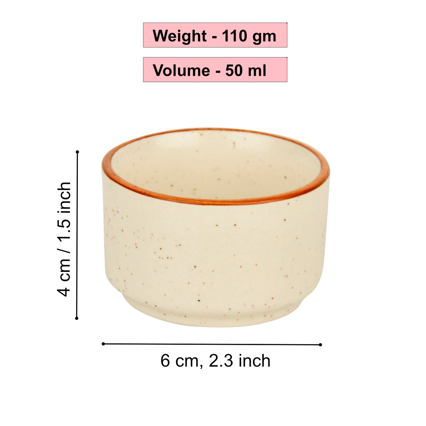Ceramic Dip Bowls (50 ml , Off White , Set of 4) - View 3