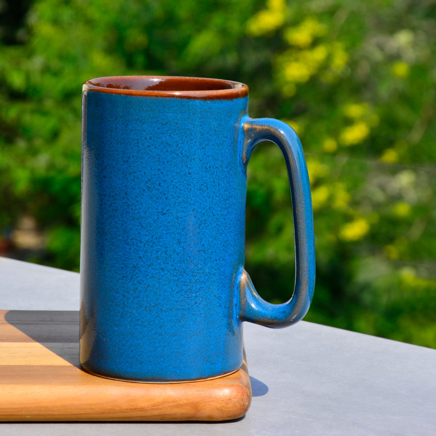 Premium Ceramic Hand-Painted Beer Mugs (450 ml each, Set of 2, Imperial Blue) - View 3