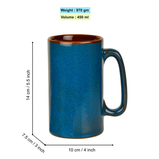 Premium Ceramic Hand-Painted Beer Mugs (450 ml each, Set of 2, Imperial Blue) - View 2