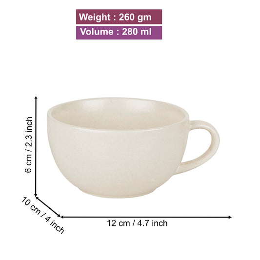 Ceramic Glossy Finish Soup Cups with Handle (280 ml , Set of 4, Off White) - View 2