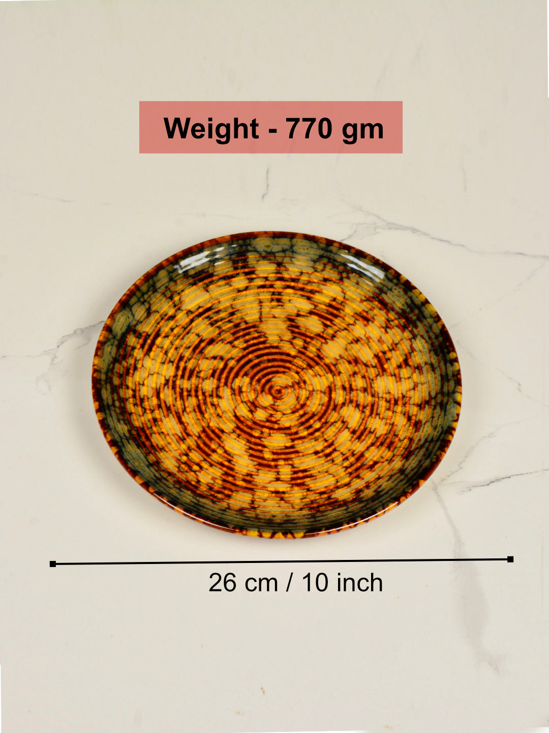 "Autumn Glow Collection" Ribbed Ceramic Dinner Plates (Amber Green, Brown, Set of 6, 10 inches) - View 2