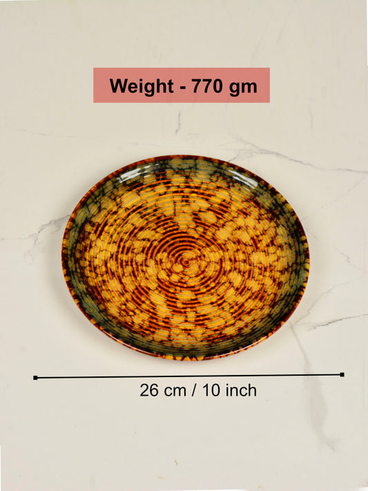 "Autumn Glow Collection" Ribbed Ceramic Dinner Plates (Amber Green, Brown, Set of 6, 10 inches) - View 2