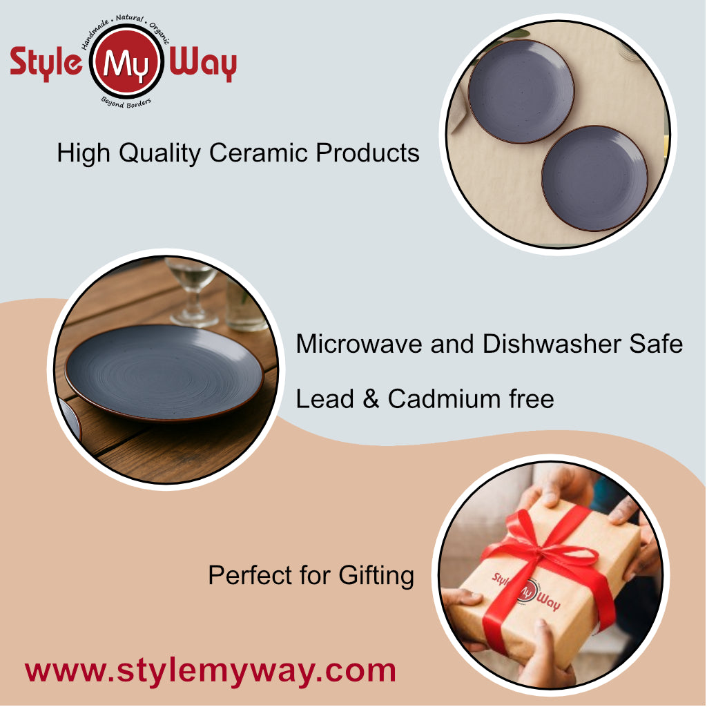 "Midnight Dusk Collection" Ceramic Dinner Plates (Grey Speckle, Set of 2, 10 inches) - View 5