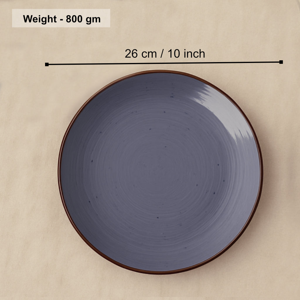 "Midnight Dusk Collection" Ceramic Dinner Plates (Grey Speckle, Set of 4, 10 inches) - View 2