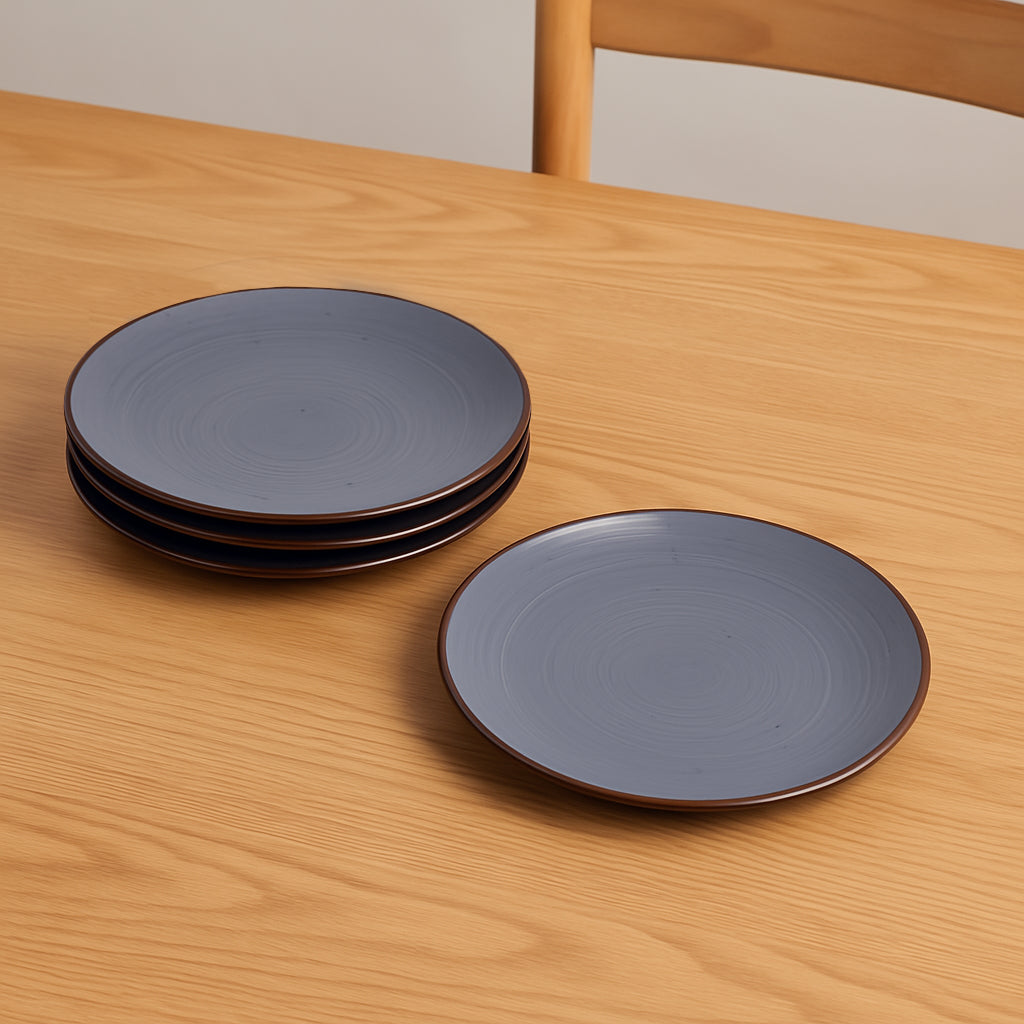 "Midnight Dusk Collection" Ceramic Dinner Plates (Grey Speckle, Set of 4, 10 inches) - View 3