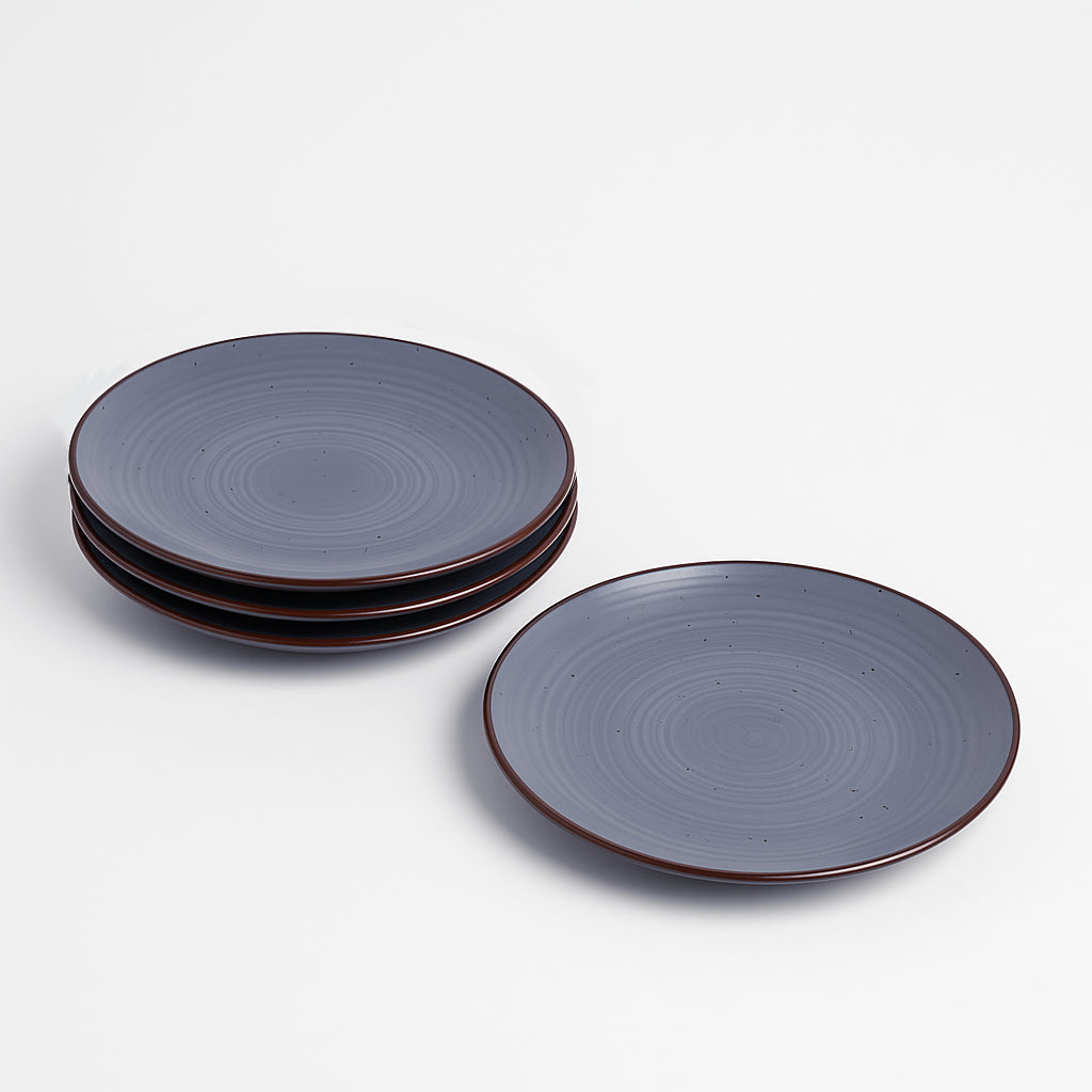 "Midnight Dusk Collection" Ceramic Dinner Plates (Grey Speckle, Set of 4, 10 inches) - View 4