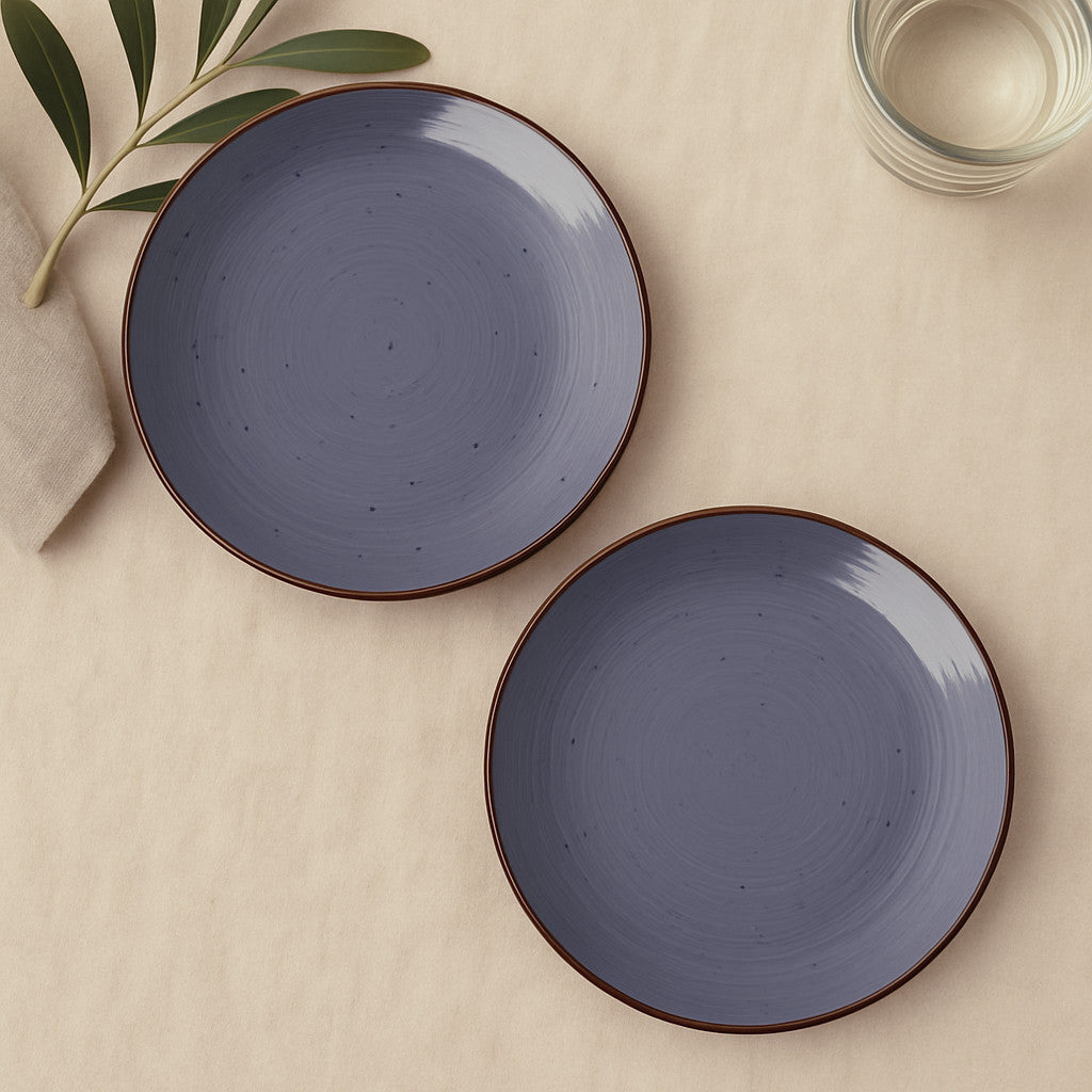 "Midnight Dusk Collection" Ceramic Dinner Plates (Grey Speckle, Set of 6, 10 inches) - View 5