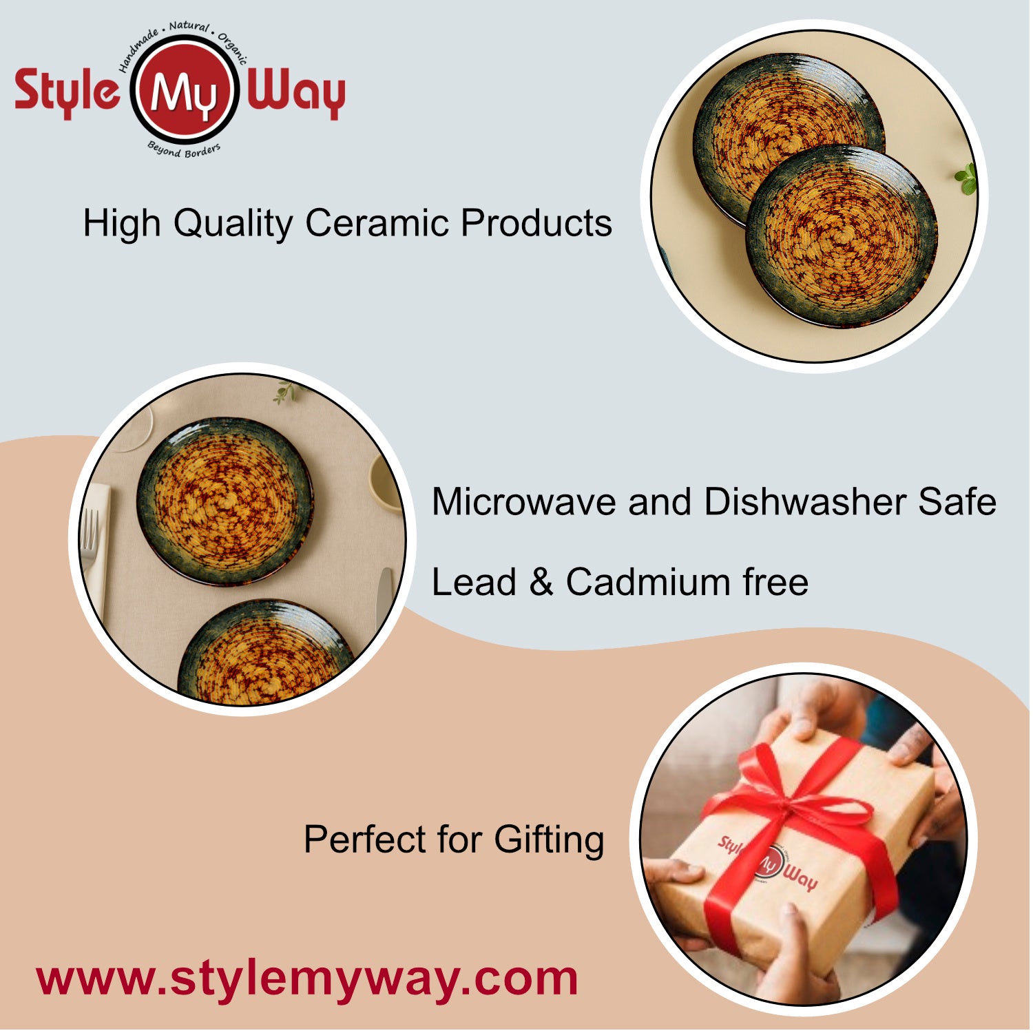 "Autumn Glow Collection" Ribbed Ceramic Quarter Plates with Luxury Amber Green Glaze (7 inches, Set of 4) - View 5