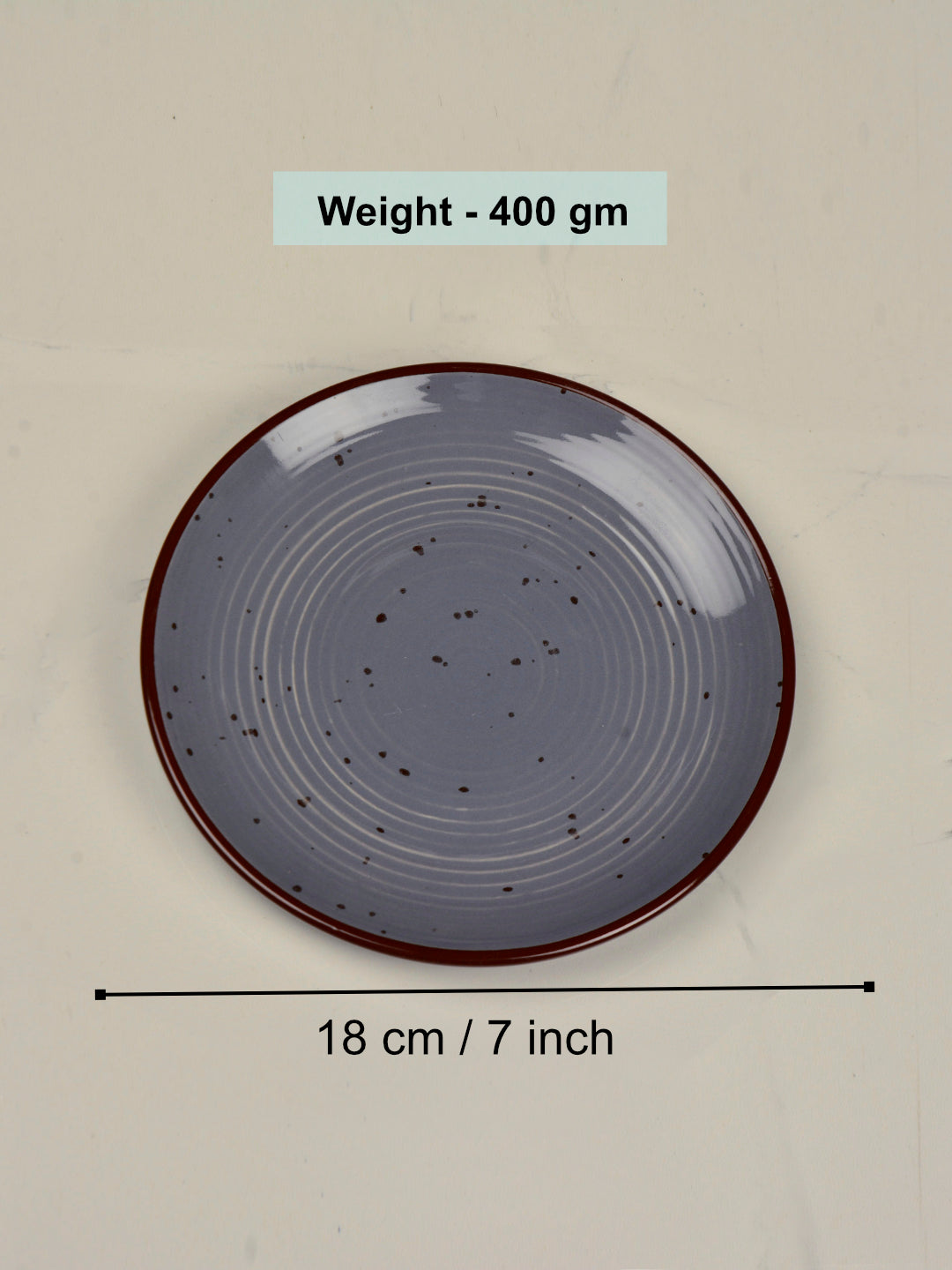 "Midnight Dusk Collection" Ribbed Ceramic Quarter Plates with Elegant Grey Speckle Glaze (7 inches, Set of 4) - View 4