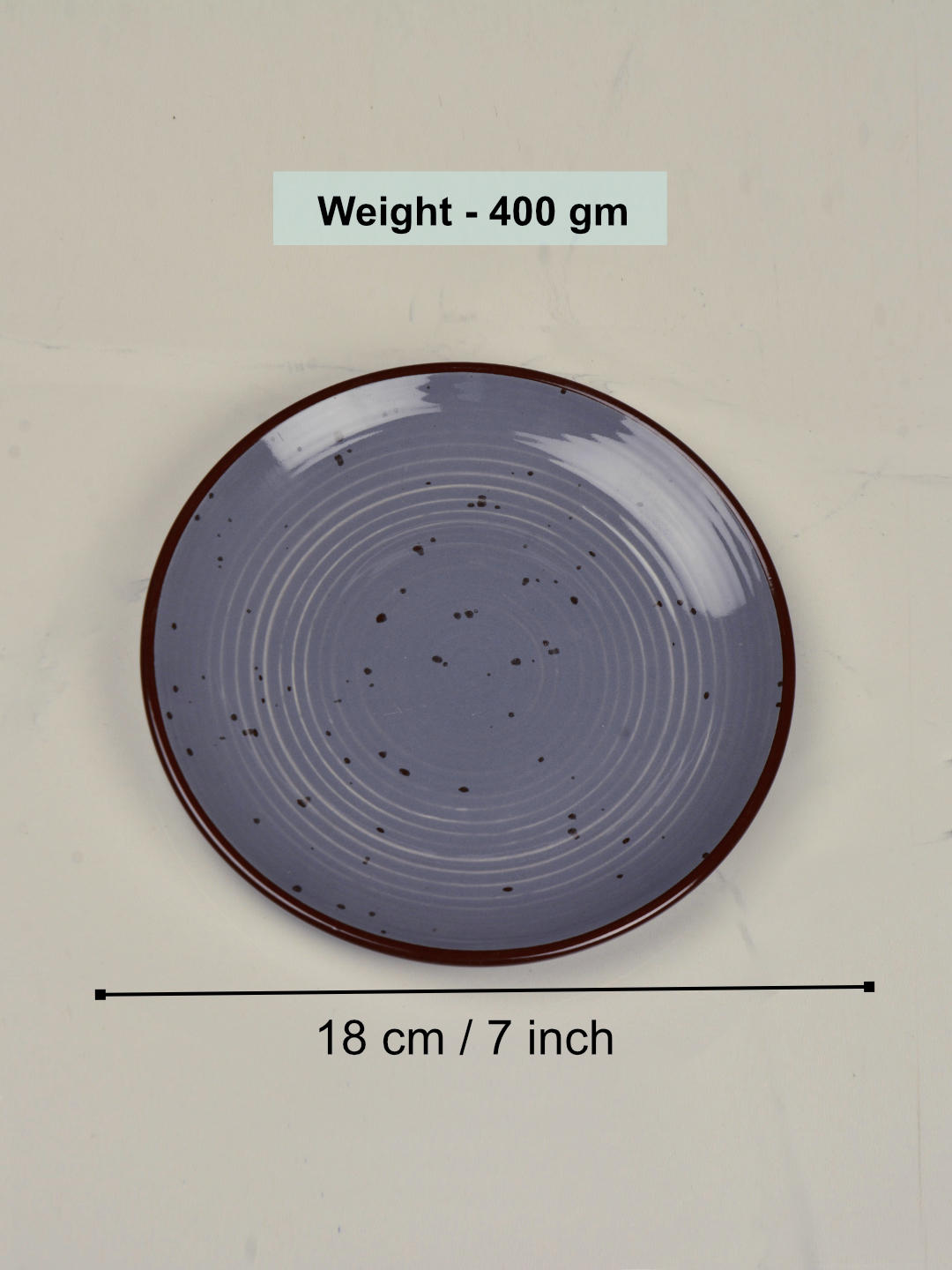 "Midnight Dusk Collection" Ribbed Ceramic Quarter Plates with Elegant Grey Speckle Glaze (7 inches, Set of 6) - View 3