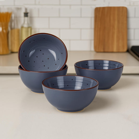 "Midnight Dusk Collection" Ceramic Dinner Serving Bowls (Set of 4 , 250 ml each, Grey Speckle)