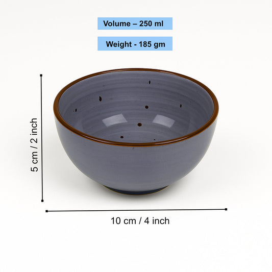 "Midnight Dusk Collection" Ceramic Dinner Serving Bowls (Set of 6 , 250 ml each, Grey Speckle) - View 2