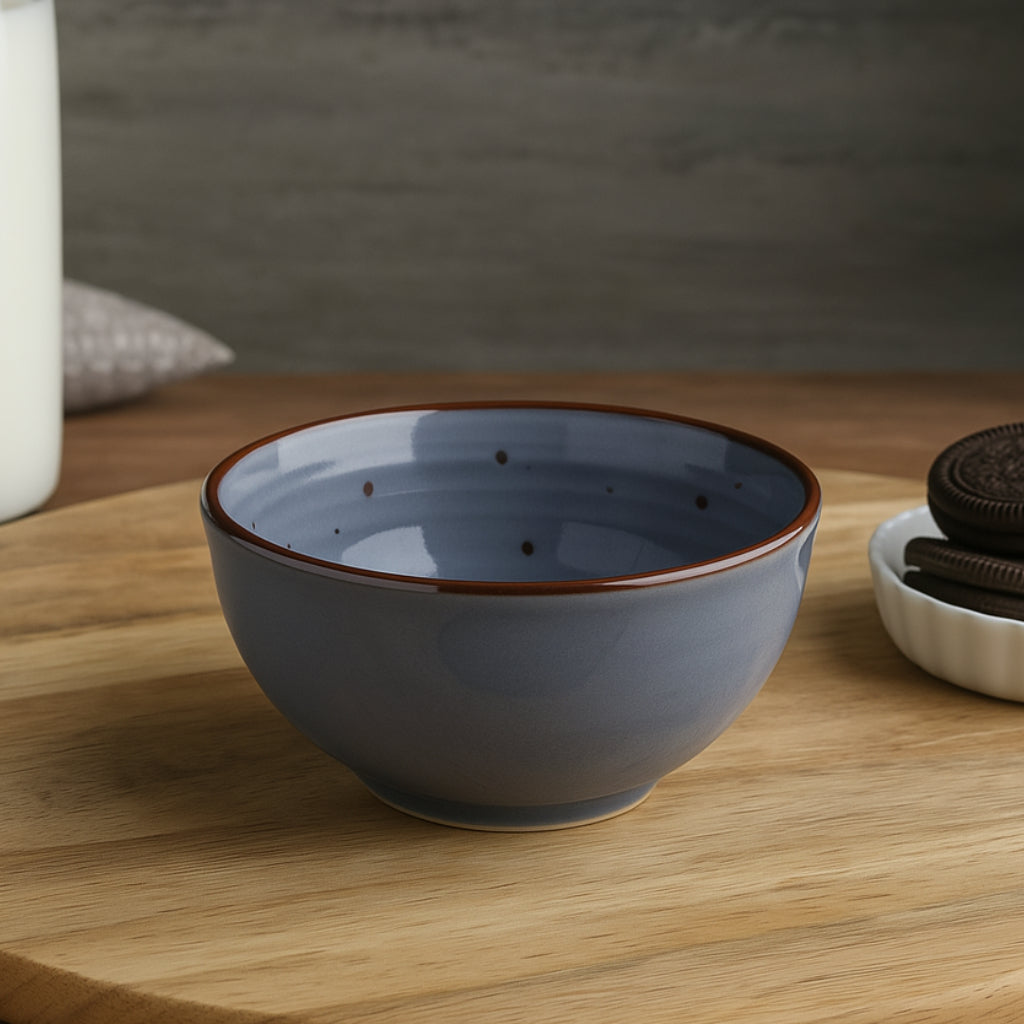 "Midnight Dusk Collection" Ceramic Dinner Serving Bowls (Set of 6 , 250 ml each, Grey Speckle) - View 6