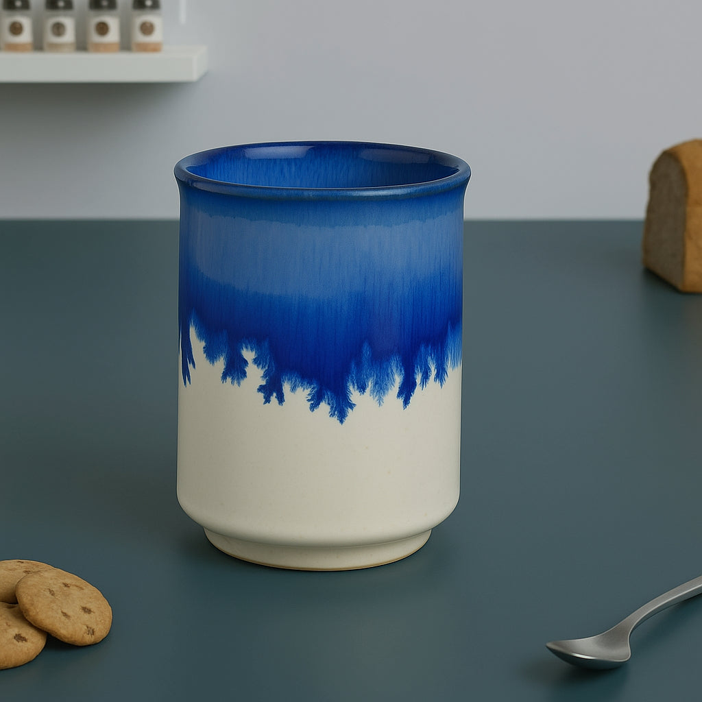 Studio Pottery Blue Ombre Ceramic Glasses (Set of 2, 250 ml each) - View 3