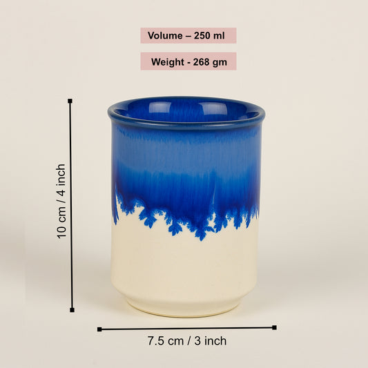 Studio Pottery Blue Ombre Ceramic Glasses (Set of 2, 250 ml each) - View 2