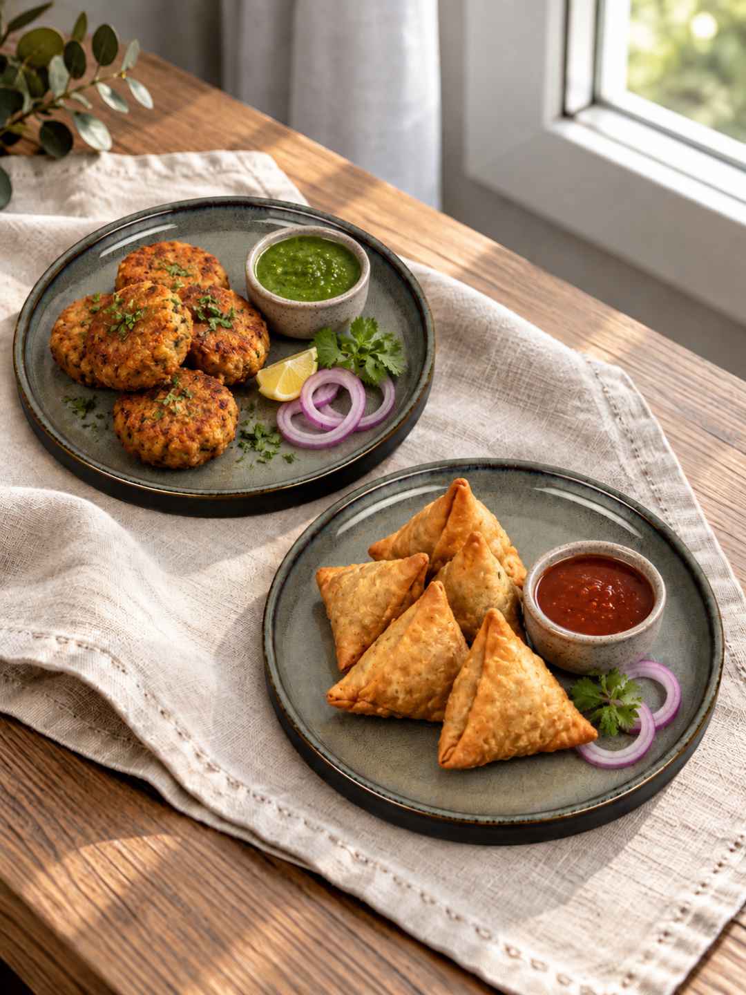 Ceramic Dinner Plates with Raised Rim - Set of 2 - Charcoal Grey - 26 cm - 1040 gm each