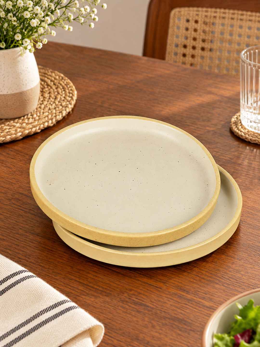 Ceramic Embossed Quarter Plates – 18 cm – Charcoal Grey – Set of 6 - 360 gm each