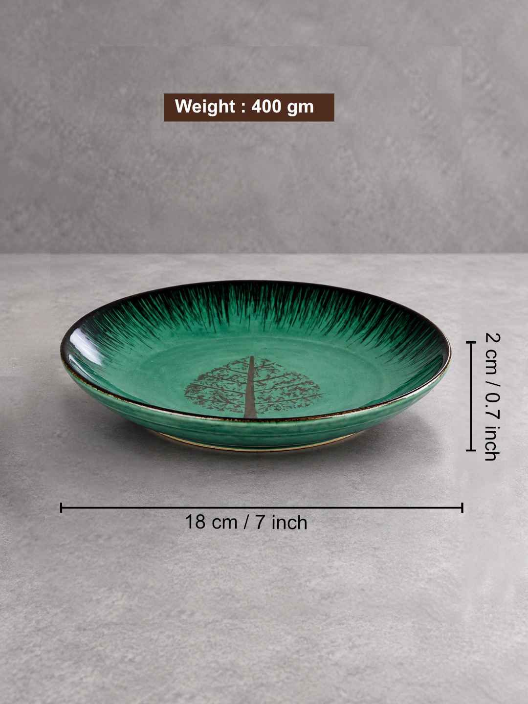 Ceramic Quarter Plates with Raised Rim - Set of 6 - Natural Beige - 19 cm