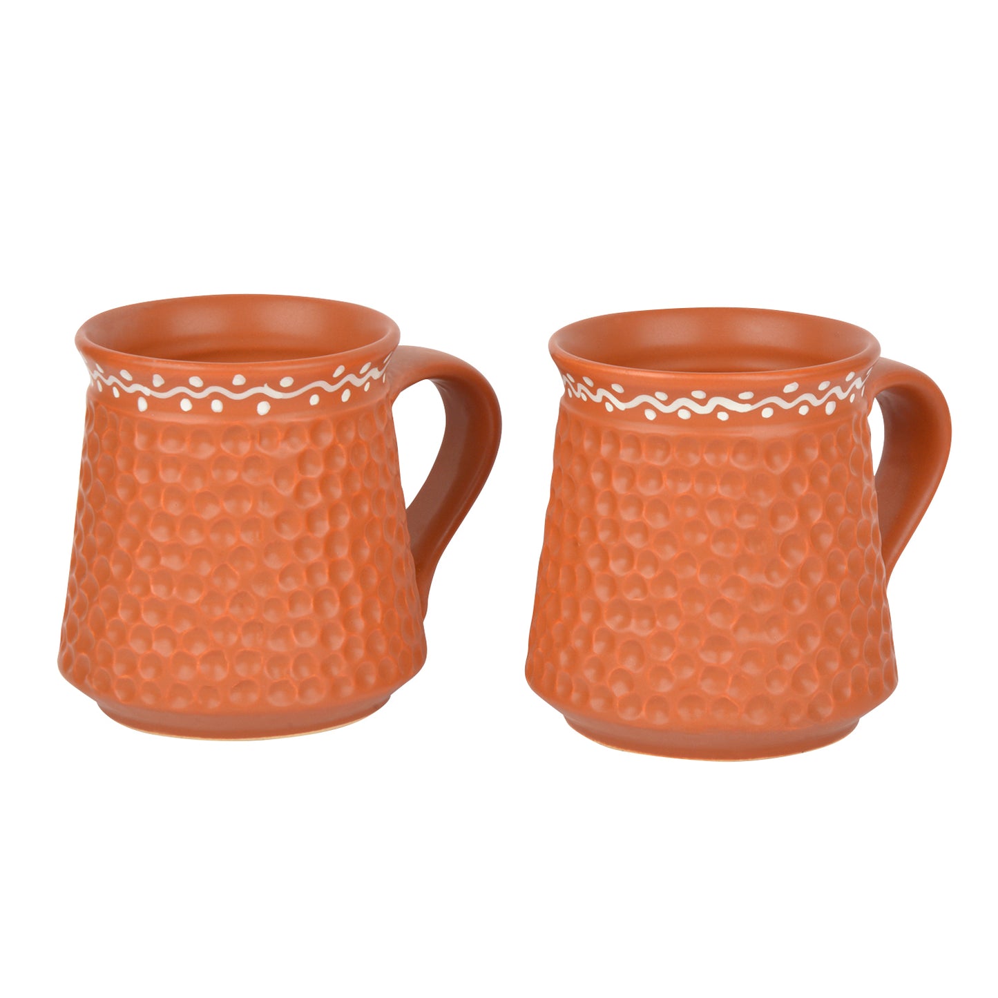 Handcrafted Ceramic Milk Mugs (300 ml, Set of 2, Terracotta Brown) - View 3