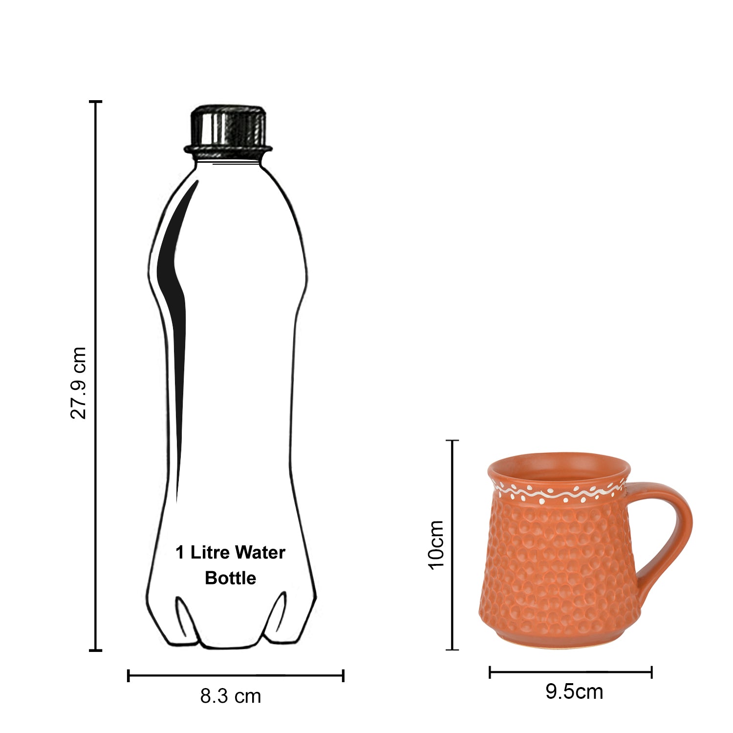 Handcrafted Ceramic Milk Mugs (300 ml, Set of 2, Terracotta Brown) - View 5