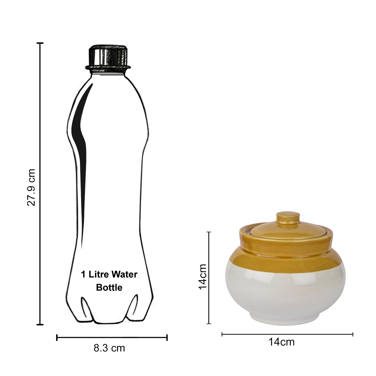 Hand Glazed Dual Tone Ceramic Round Jar (Burni) with Lid (1000 ml, Sand Yellow , Off White) - View 5