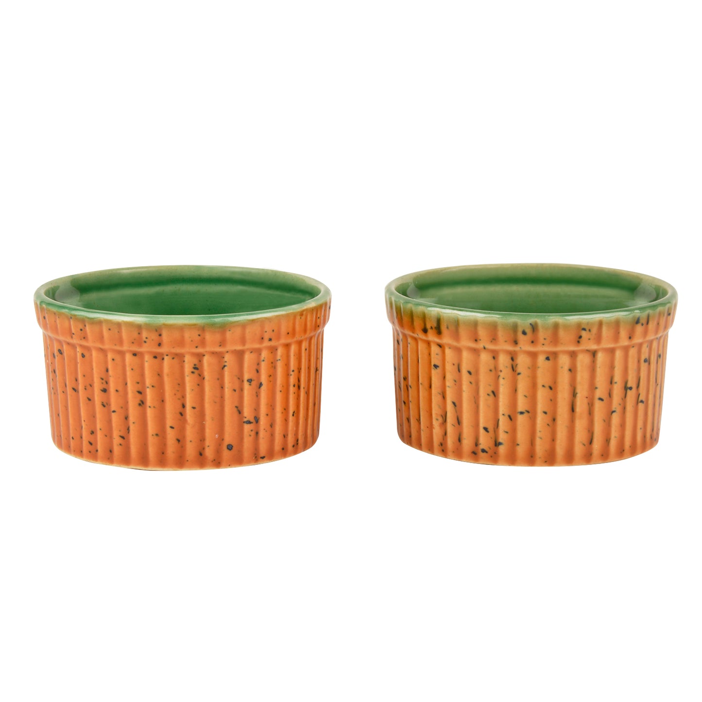 Studio Pottery Ceramic Dessert / Dip Bowls (150 ml each, Set of 2, Brown , Copper Green) - View 5