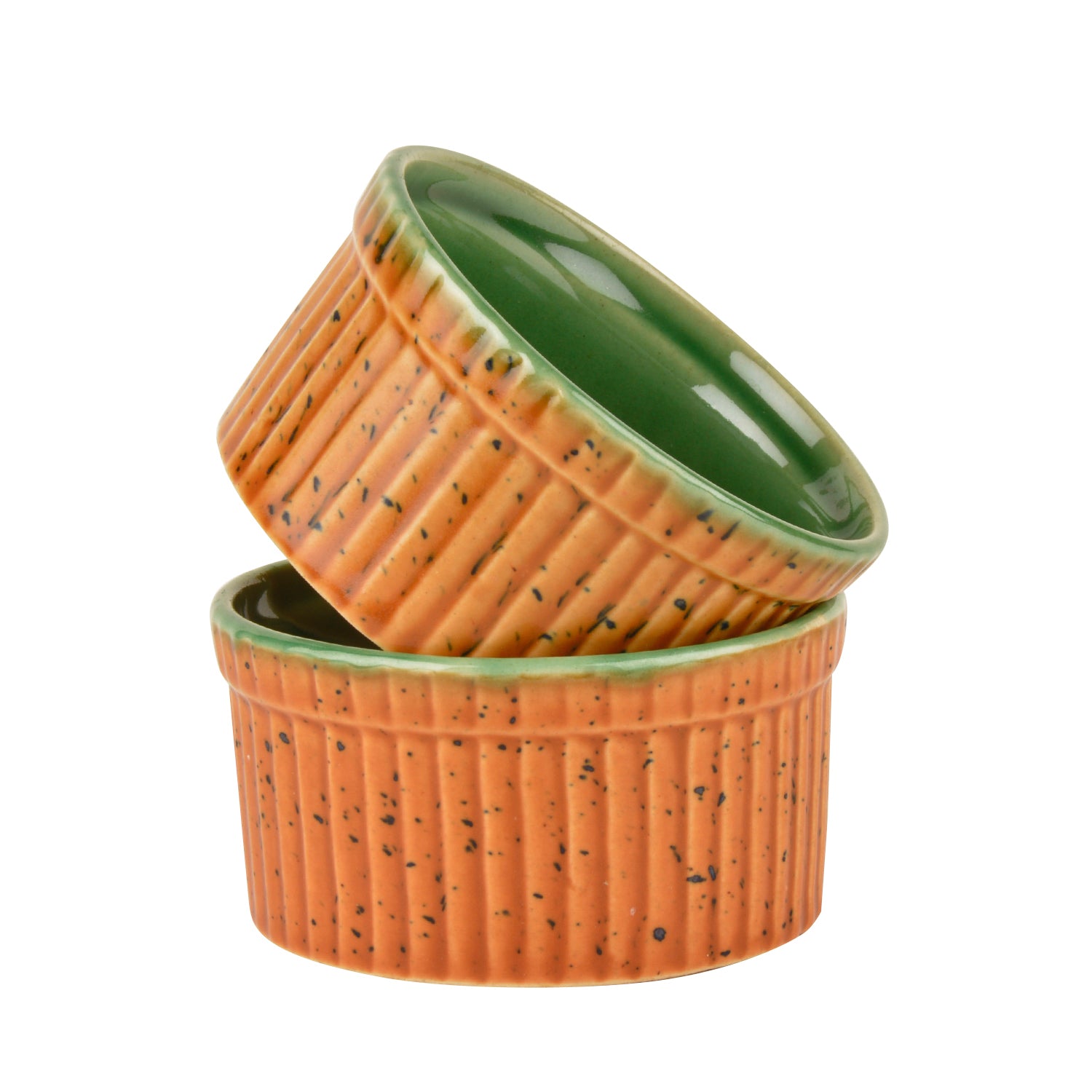 Studio Pottery Ceramic Dessert / Dip Bowls (150 ml each, Set of 2, Brown , Copper Green) - View 3