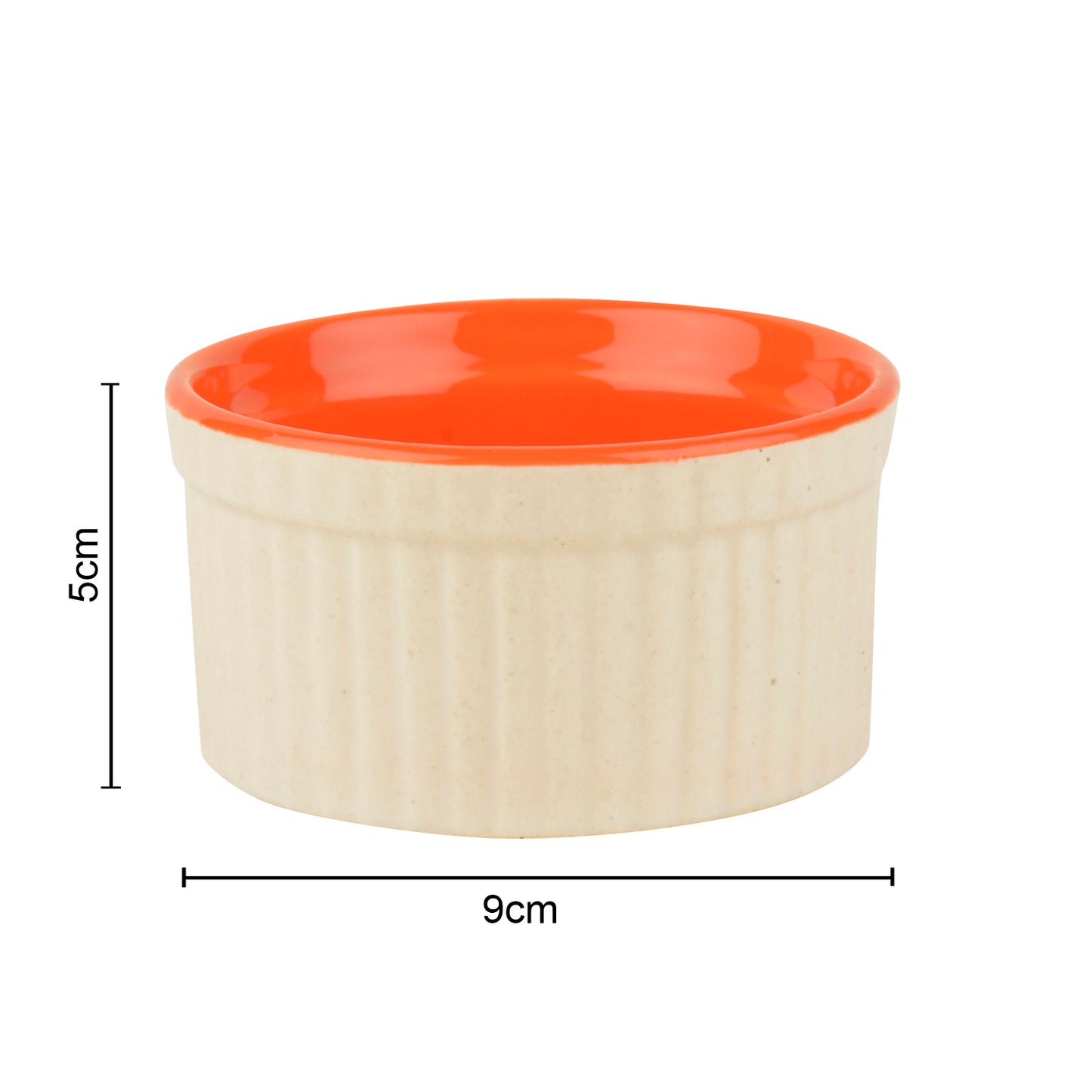 Studio Pottery Ceramic Dessert / Dip Bowls (150 ml each, Set of 2, White , Orange) - View 5