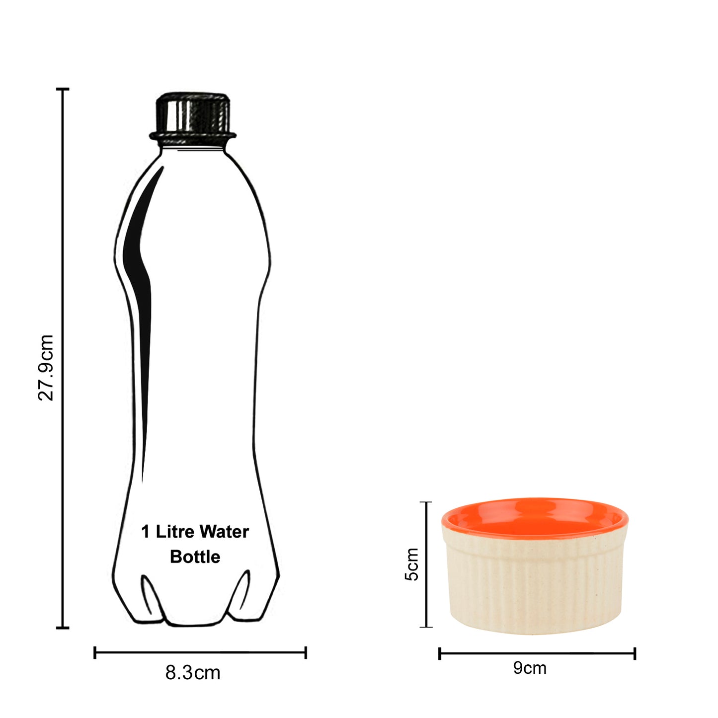 Studio Pottery Ceramic Dessert / Dip Bowls (150 ml each, Set of 2, White , Orange) - View 6