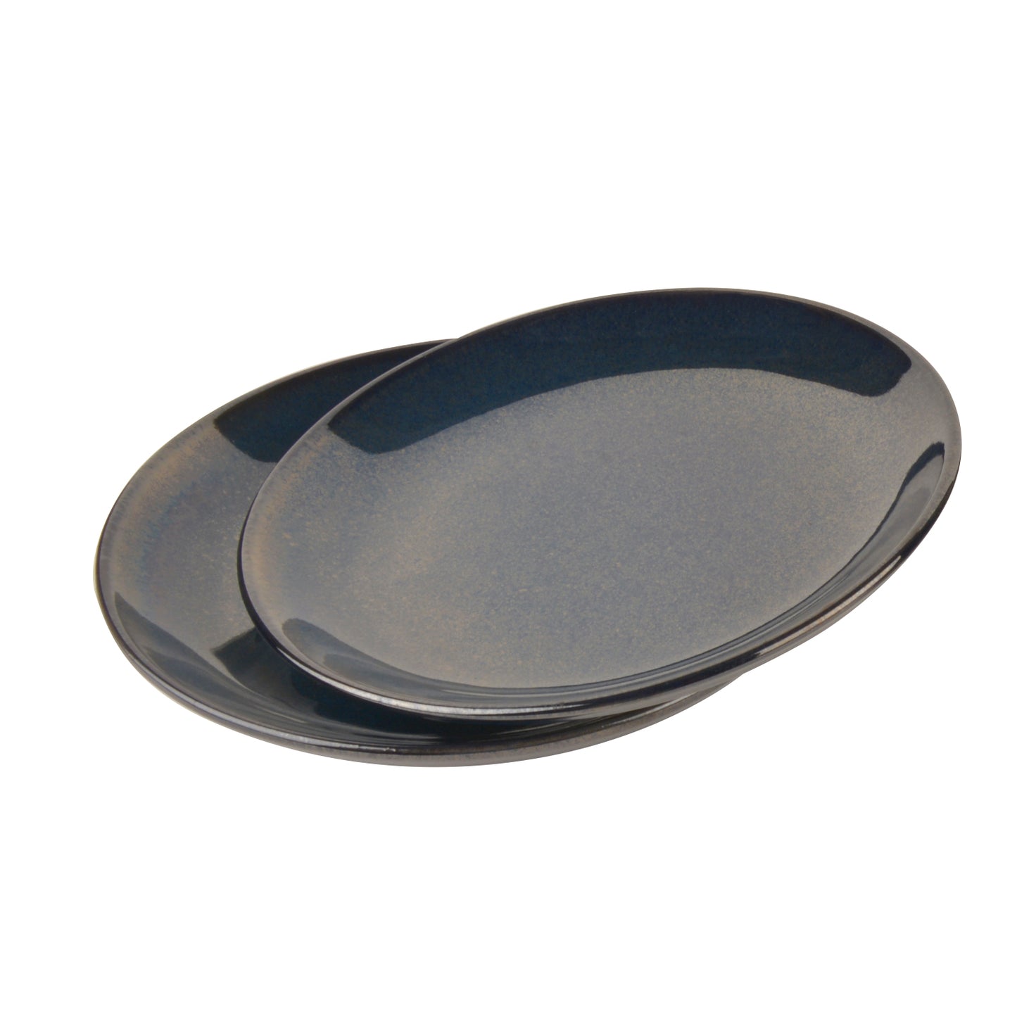 “the LUXE” Ceramic Hand Glazed Dinner Serving Plates ( 10 inches, Set of 2, Navy Blue) - View 2