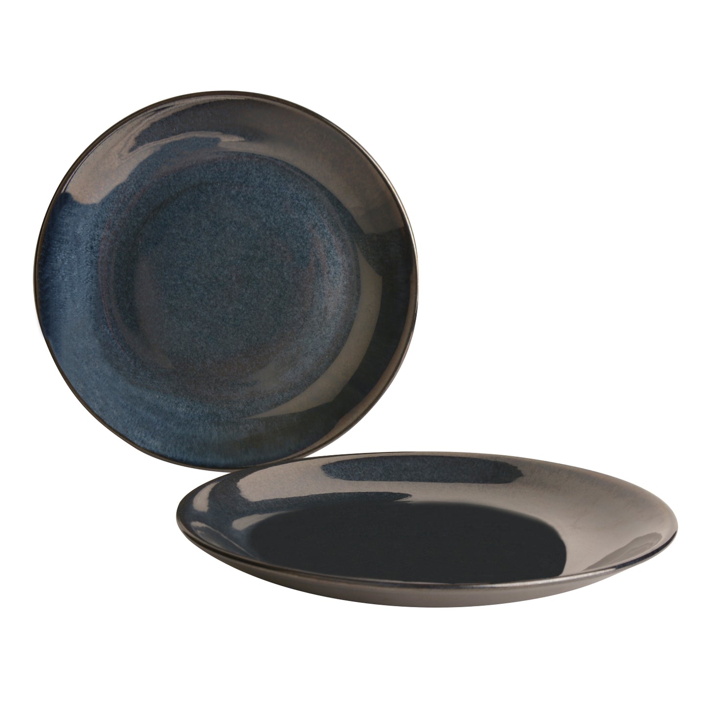 “the LUXE” Ceramic Hand Glazed Dinner Serving Plates ( 10 inches, Set of 2, Navy Blue) - View 3