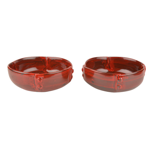 Studio Pottery Hand Glazed Ceramic Serving Bowls (800 ml each, Set of 2, Crimson Red) - View 2