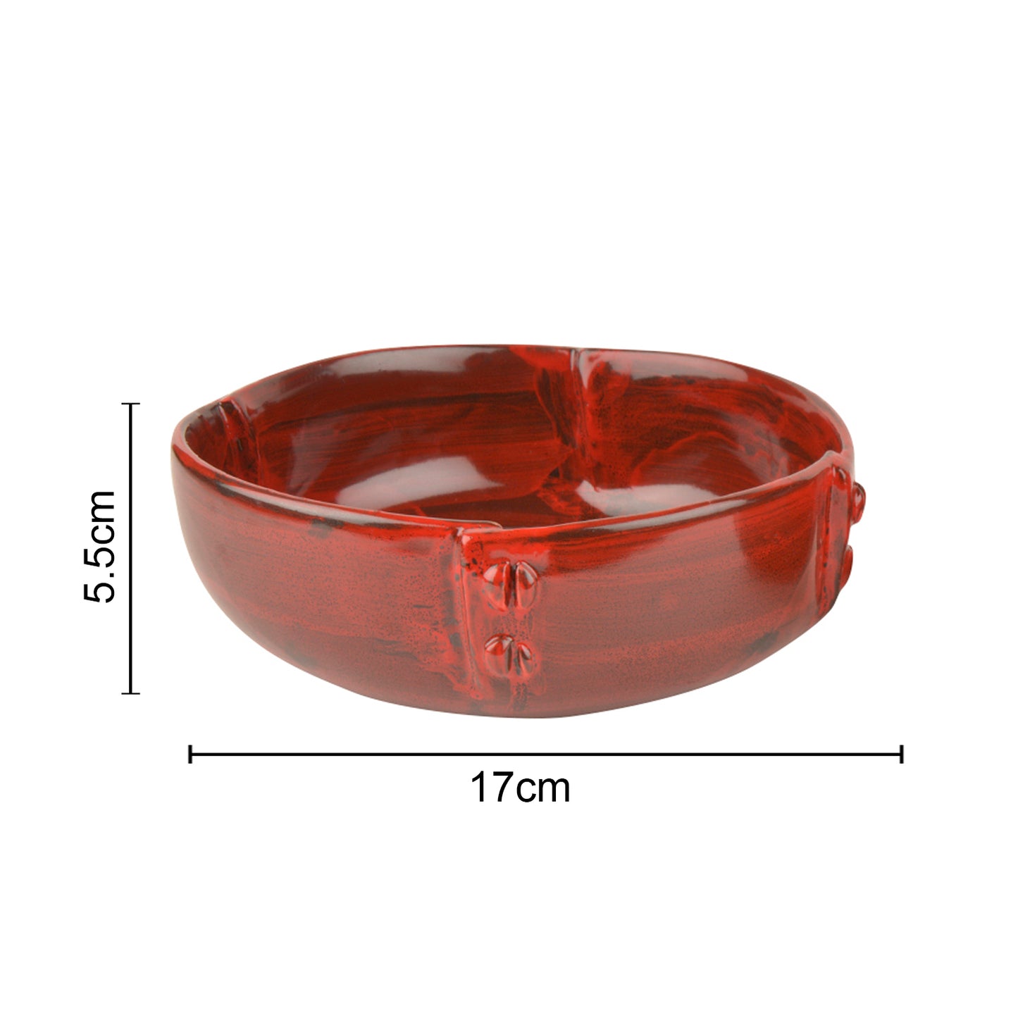 Studio Pottery Hand Glazed Ceramic Serving Bowls (800 ml each, Set of 2, Crimson Red) - View 6