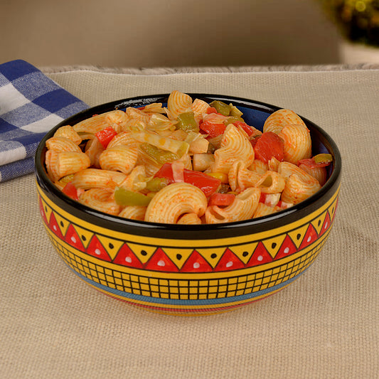 Handpainted Ceramic Serving Bowl (800 ml , Yellow)