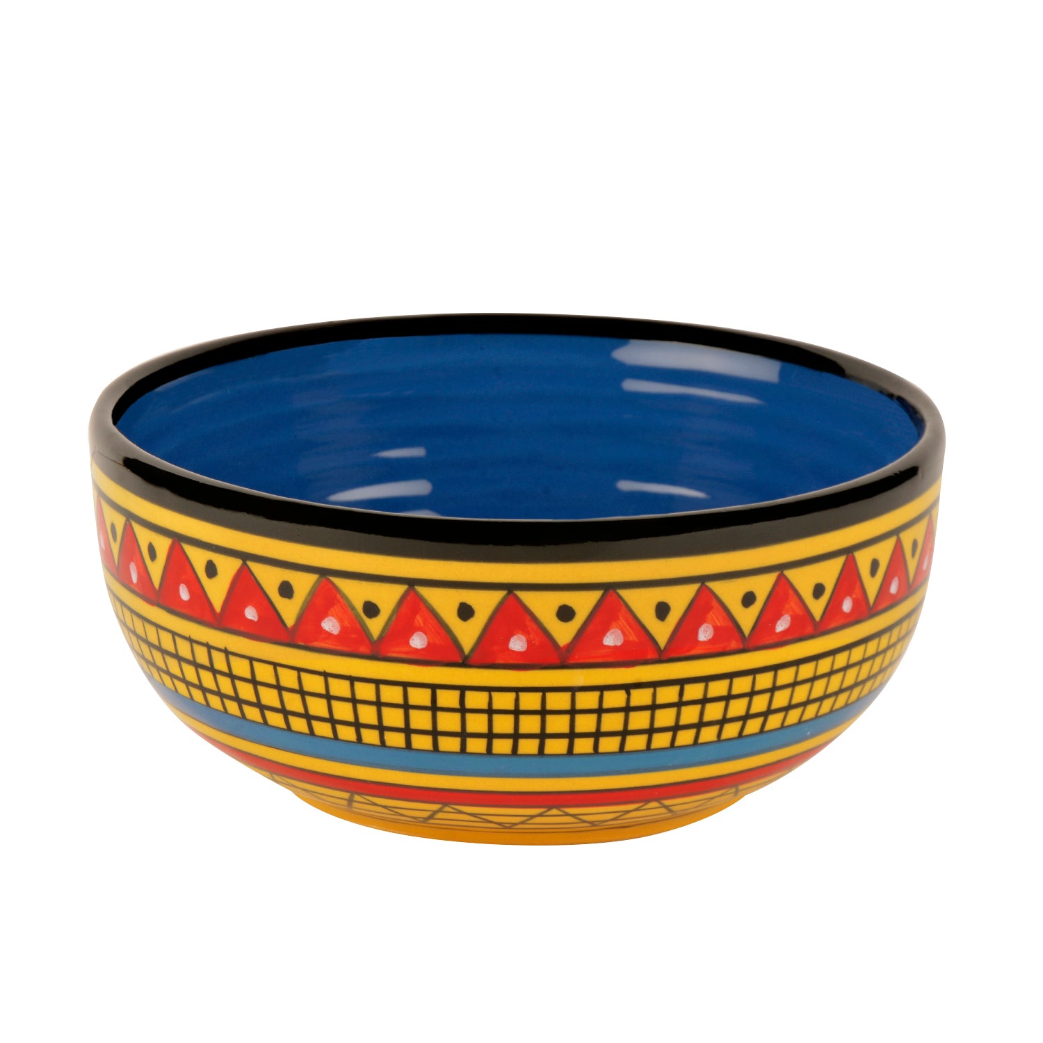 Handpainted Ceramic Serving Bowl (800 ml , Yellow) - View 4