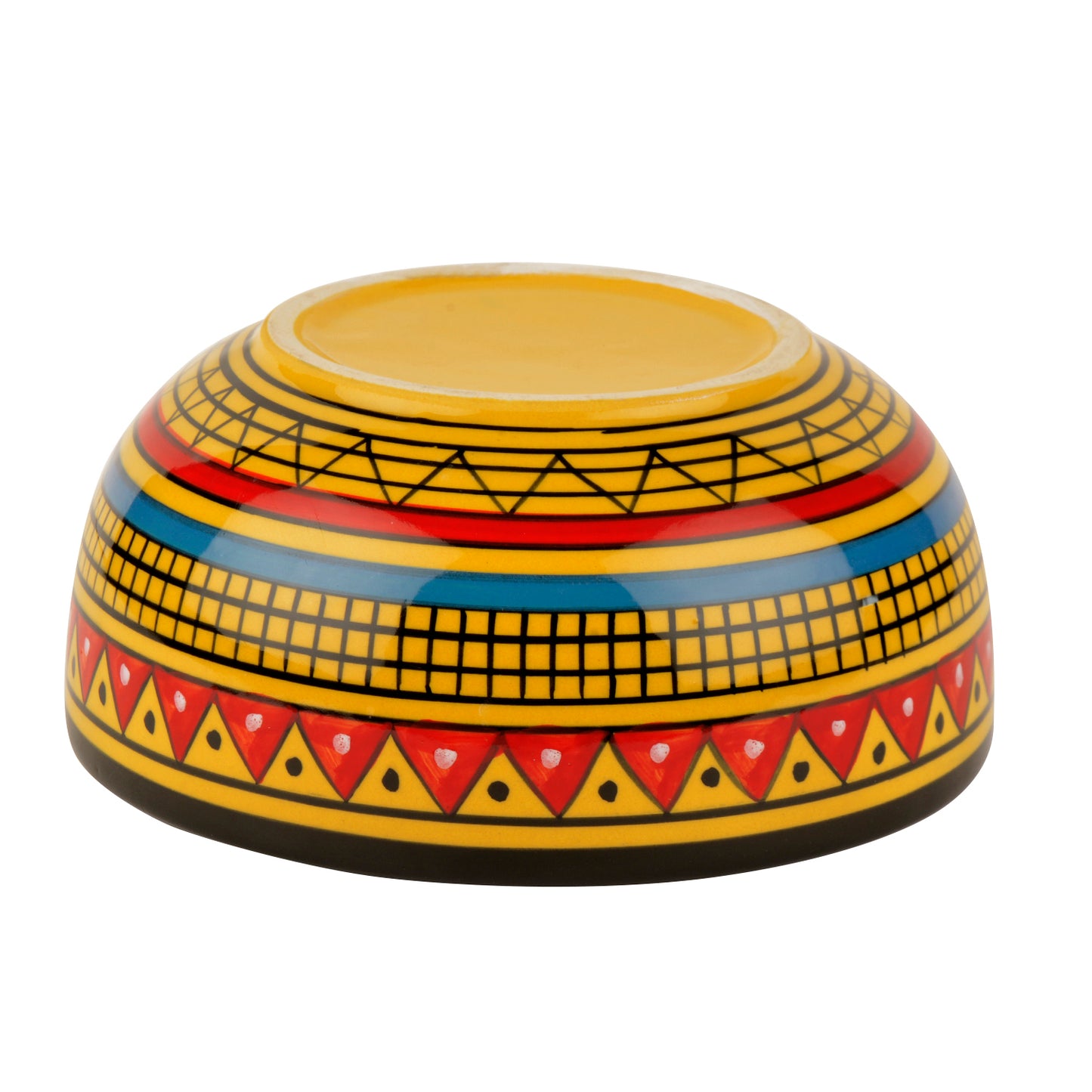 Handpainted Ceramic Serving Bowl (800 ml , Yellow) - View 3