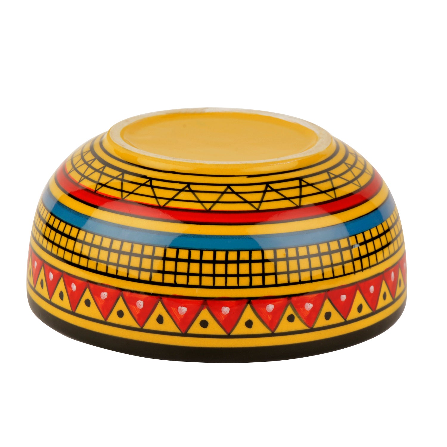 Handpainted Ceramic Serving Bowl (800 ml , Yellow) - View 3