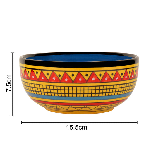 Handpainted Ceramic Serving Bowl (800 ml , Yellow) - View 2