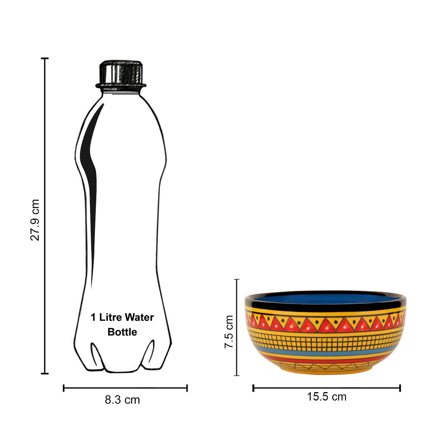 Handpainted Ceramic Serving Bowl (800 ml , Yellow) - View 5
